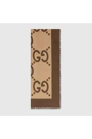 Gucci Uomo Sciarpe - Sciarpa In Cotone E Seta Jacquard Con Maxi GG