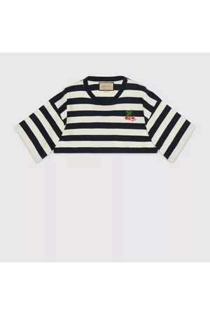 Gucci Donna T-shirt - Striped Cotton Cropped T-shirt, Taglia S