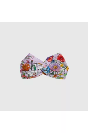 Gucci Donna Accessori per capelli - Fascia Per Capelli In Seta Con Stampa Flora, Taglia M