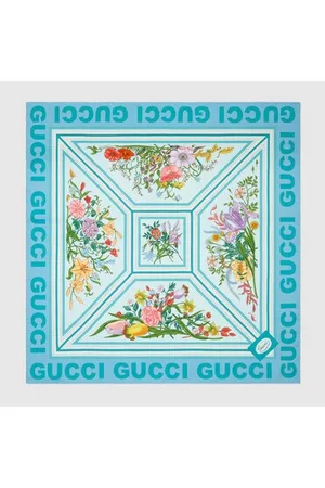 Gucci Donna Sciarpe - Foulard In Seta Con Stampa Floreale