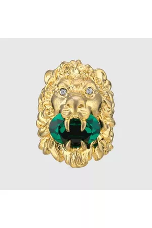 Gucci Anelli - Anello Testa Di Leone Con Cristallo, Taglia S