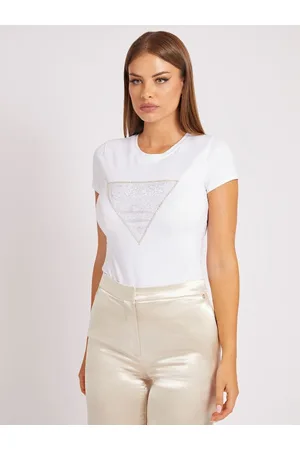 Guess T-Shirt Logo Triangolo Con Strass