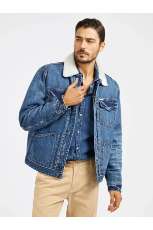 Guess Giacca In Jeans Con Colletto In Sherpa