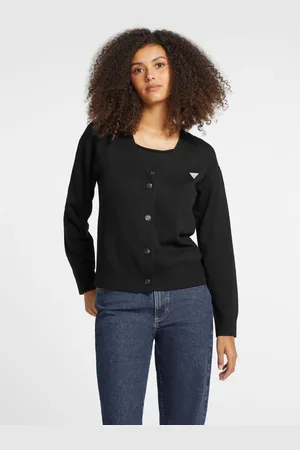 Guess Cardigan Mini Logo Triangolo Misto Lana E Seta