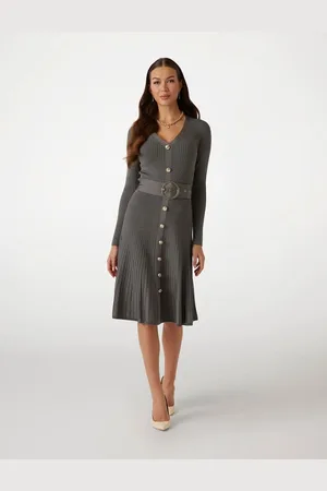 Guess Abito Midi In Maglia A Costine Marciano