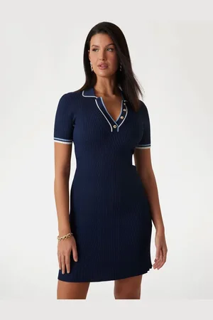 Guess Mini Abito Bodycon In Maglia Con Colletto Polo
