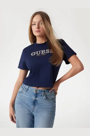 Guess T-Shirt Boxy Cropped Con Logo
