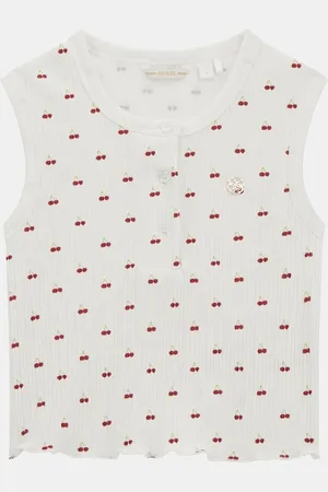 Guess Top In Maglia A Costine Con Stampa Ciliegie
