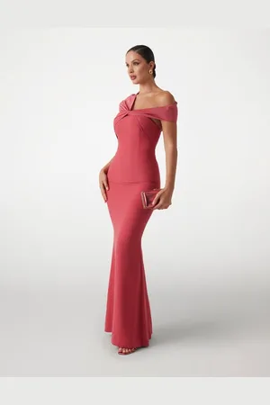 Guess Abito Lungo In Crêpe Con Finiture In Satin