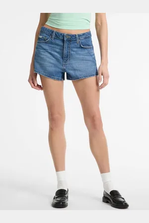 Guess Shorts In Denim A Vita Alta
