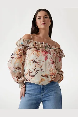 Guess Blusa In Chiffon Con Stampa