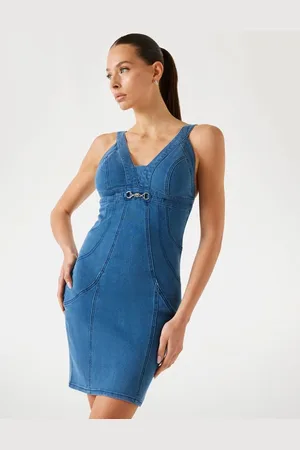 Guess Mini Abito Bodycon In Denim Di Misto Seta