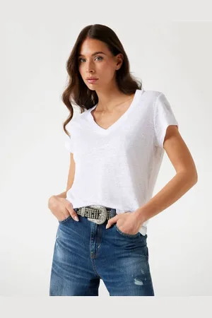 Guess T-Shirt Scollo A V Lino