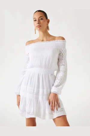 Guess Mini Abito Spalle Scoperte In Misto Seta