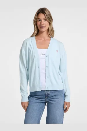 Guess Cardigan Mini Logo Triangolo Misto Lana E Seta