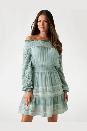 Guess Mini Vestito Spalle Scoperte In Misto Seta