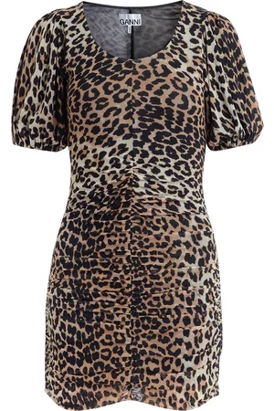 Ganni Mini abito in mesh leopardato