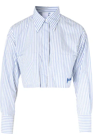 Pinko Camicia crop a righe bianche e azzurre