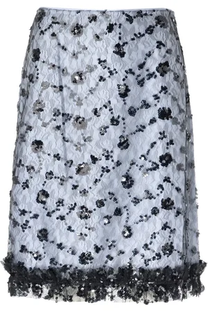 Ganni Gonna in pizzo blu con paillettes