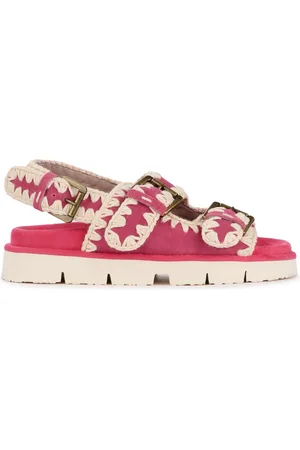 Mou Sandalo Bio Buckle in suede fucsia
