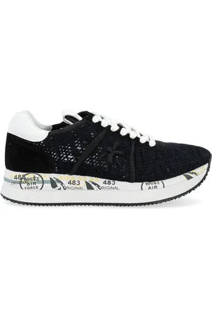 Premiata Sneaker Conny 6347 in pelle e uncinetto nera