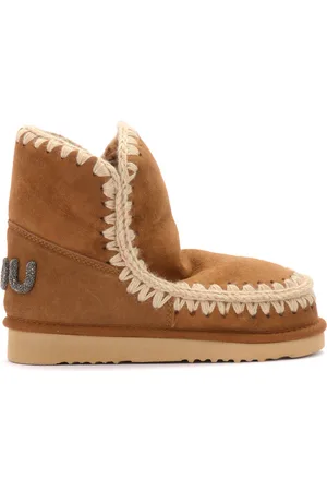 Mou Stivaletto Eskimo 18 color cognac con logo glitterato