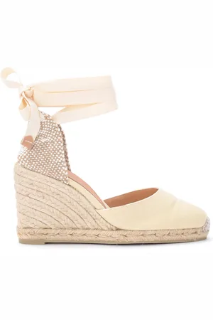 Castaner Espadrillas Castañer Carina in tela e tessuto avorio