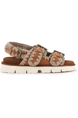 Mou Sandalo Bio Buckle in suede color cuoio