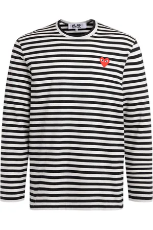 Comme des Garçons T-Shirt Comme Des Garçons PLAY manica lunga a righe bianche e nere