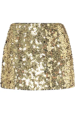 Pinko Minigonna con paillettes e strass dorati
