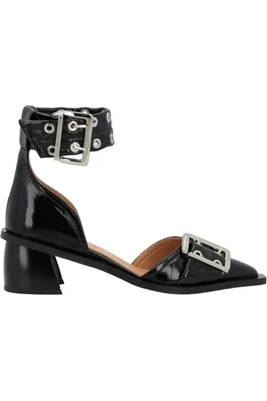 Ganni Pumps Chunky Buckle Open Cut in pelle vegana nera