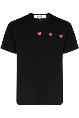 Comme des Garçons T-Shirt Comme Des Garçons Play nera con stampa a tre cuori