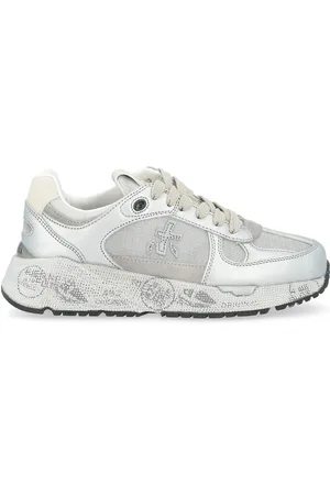 Premiata Sneaker Mased in pelle e tessuto tecnico argento
