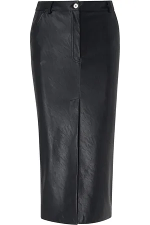 Pinko Gonna midi in similpelle nera con spacco