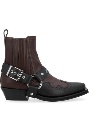 Ganni Stivali Chelsea Western in pelle burgundy