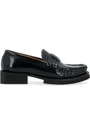 Ganni Mocassino in vernice nera con logo Butterly