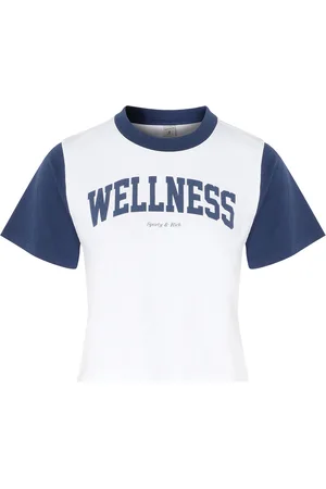 Sporty & Rich T-Shirt cropped Wellness bianca e blu