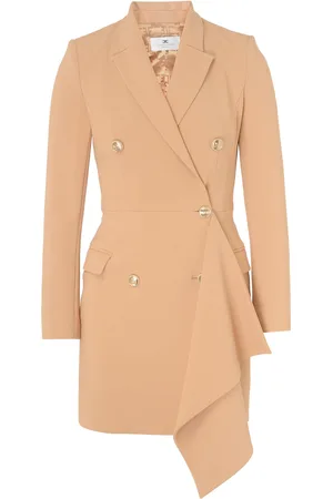 Elisabetta Franchi Abito doppiopetto con ruche color bronze