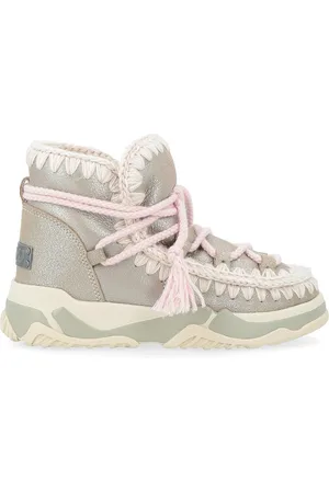 Mou Stivaletto Trainer scoubidoo lace in pelle stone metalic