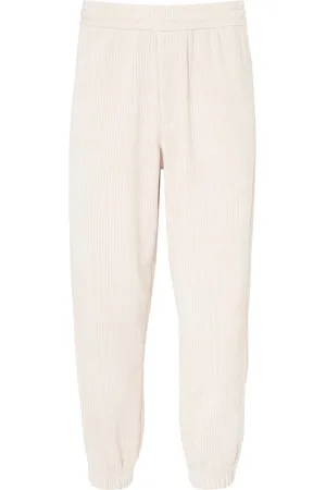 Emporio Armani Pantaloni jogger in velour color avorio