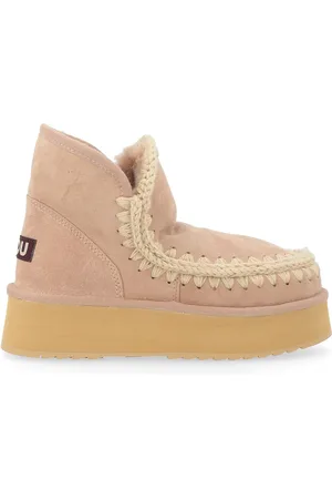 Mou Stivaletto Mini Eskimo platform in suede color cammello