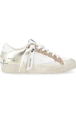 Crime london Sneaker Sk8 Deluxe Platinum Glam in pelle bianca
