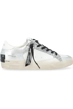 Crime london Sneaker Sk8 Deluxe Silver Glam in pelle bianca