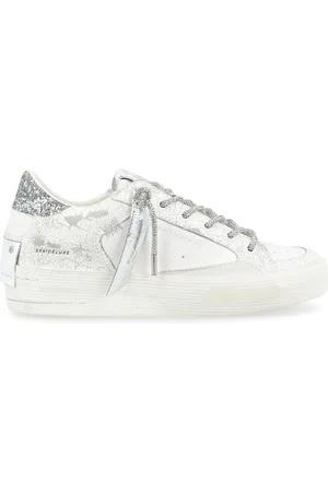 Crime london Sneaker Sk8 Deluxe Wedge Always Shining in pelle bianca
