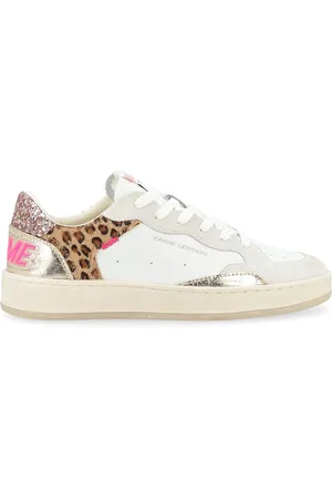 Crime london Sneaker Chelsea in pelle bianca e animalier