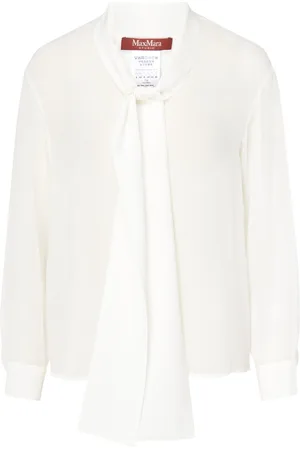 Max Mara Blusa Crotone in seta bianca