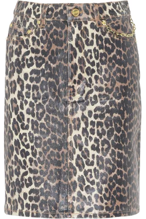 Ganni Gonna in denim satinato leopardato