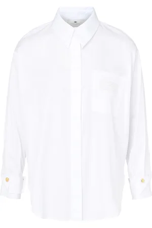 Elisabetta Franchi Camicia in popeline bianca con taschino