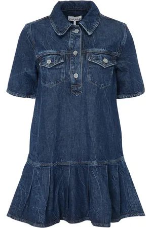 Ganni Abito mini in denim increspato