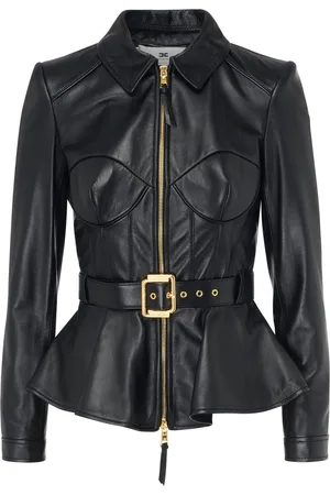 Elisabetta Franchi Giacca in pelle nappata nera